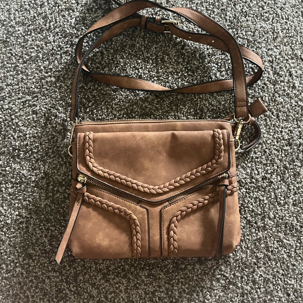 Braided Tan Crossbody Bag